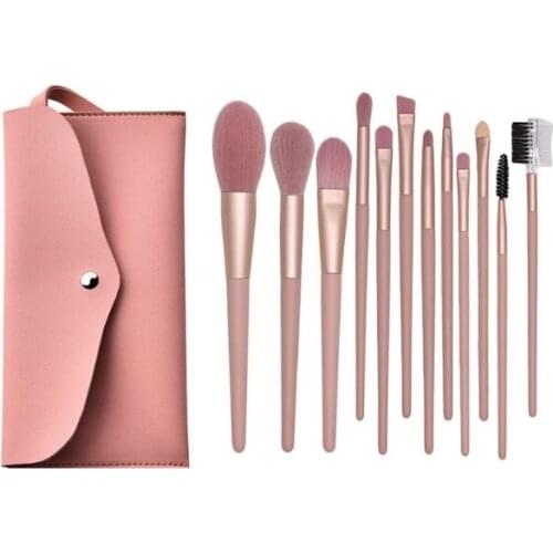 12Set/Lot 7-12Pcs/Set Nude Pink Makeup Set Soft Hair Powder Eye Shadow Brush Portable Cosmetic Beauty Tools HA2445