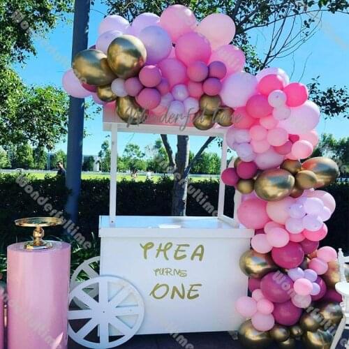 120pcs Golobs Birthday Party Decoration Matte Deep Hot Pink Chrome Gold Balloons Garland Arch Wedding Supplies Baby Shower Decor