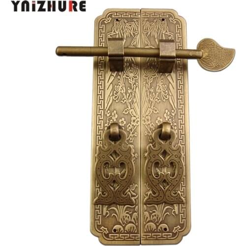 15cm/18cm Door handle Chinese style Retro Pure copper Antique Chinese furniture handle Cabinet Pair straight handle