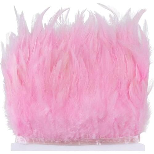2 Yard Natural Rooster Feathers Trim For Clothing Sewing Accessory 4-6 Inch Feather Fright Ribbon Wedding Party Decor Plumes DIY