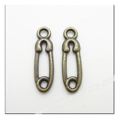200pcs Vintage Charms Pin Pendant Antique bronze Fit Bracelets Necklace DIY Metal Jewelry Making