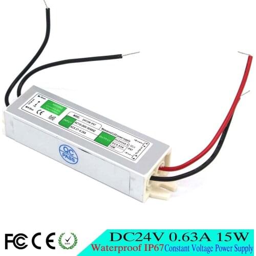 24V 15W 0.63A Waterproof IP67 DC Power Supply Switching Led Driver AC DC Adapter For LED Strip 100V-240V led Transformer