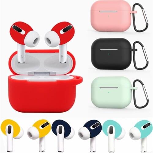 3 in 1 Bluetooth Earphone Case For AirPods Pro Ultra Thin Earbuds Anti Slip Eartips Cap For AirPods 3 Earphone Cover with hook