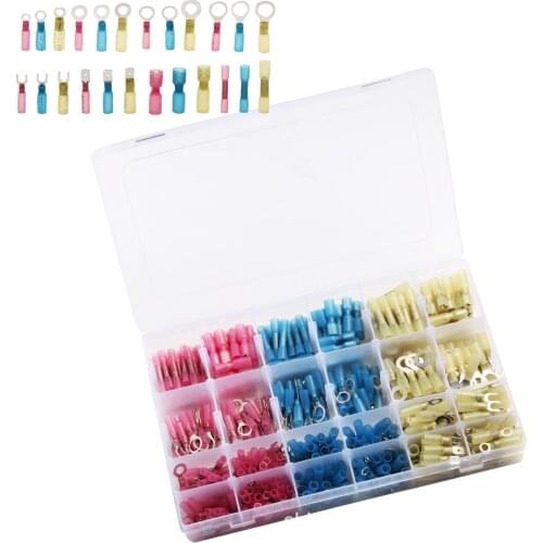 480pcs Heat Shrinkable Box Combined Waterproof Terminal O Head U Shape Shrink Tube Butt Electrical Wire Connector Set