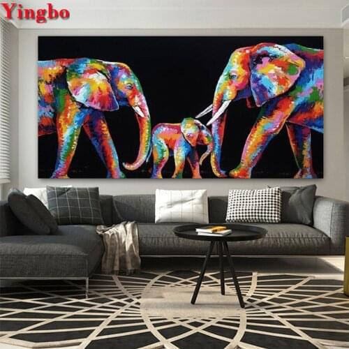 60x120 Elephant family 5d diy diamond painting Animal 3d Diamond mosaic full square round resin New arrivals Embroidery sale