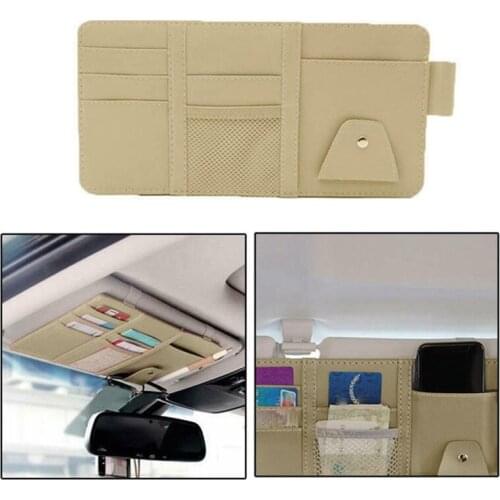 Car Ticket Receipt Card Peather Holder Bag for Auto Sun Visor Credit Card ID Card Badge Hanging Storage Cover Fastener Clip Mat