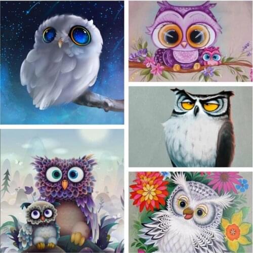 Big Eyes Cartoon Owl 5D Diamond Painting Full Square Drill Home Decor Craft Animal Rhinestone Mosaic Picture Factory Direct DIY