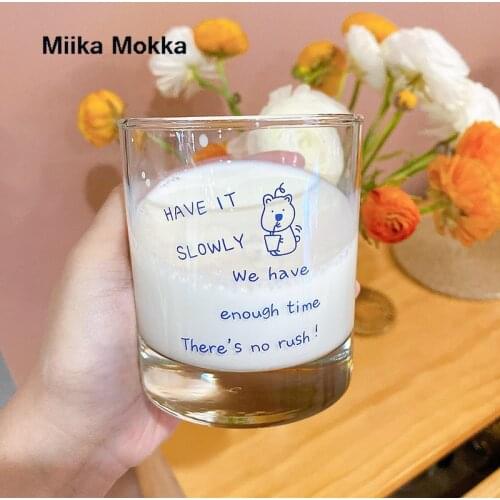 Tea Cups Juice Milk Glasses Coffee Mug Water Cup Letter Print Transparent Beer Whisky Milk Glass Cup Home Restaurant Mug