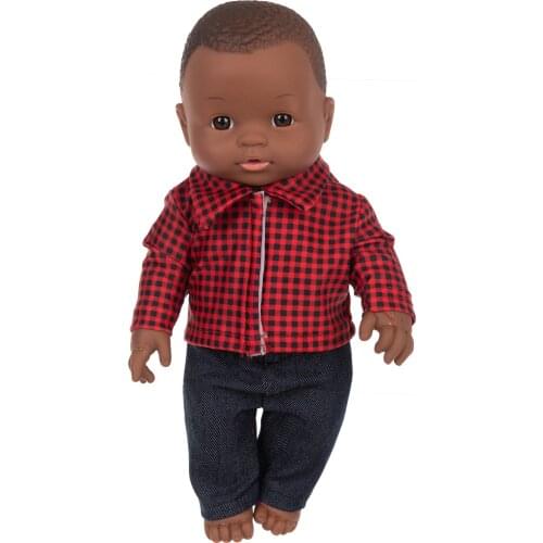 12 Inch Black Doll African Boy Doll Kids Play Doll Gift Toy African Black Baby Boy Cute Bald Black Baby Realistic Baby Dolls
