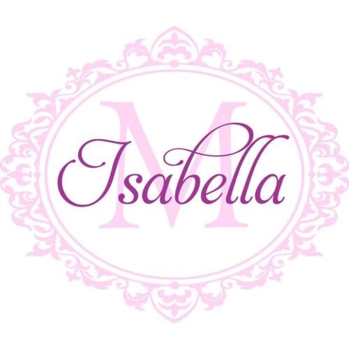 Damask Personalised Names Monogram Wall Sticker For Girls Bedroom Frame Home Decor Art Mural Nursery Wall Decal Muraux ZA271