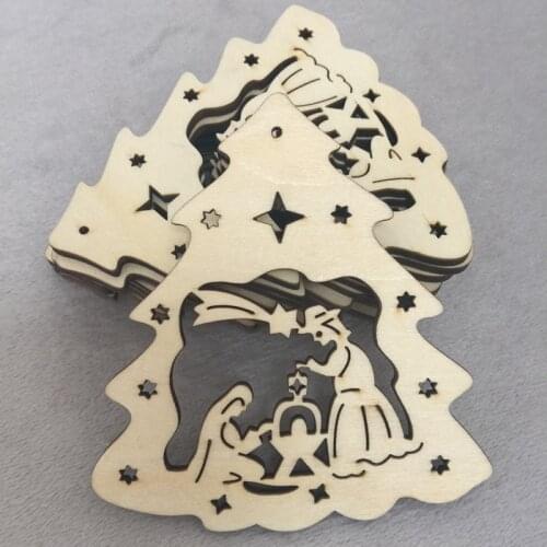 Wooden Xmas Pieces for chrstmas tree hanging decoration