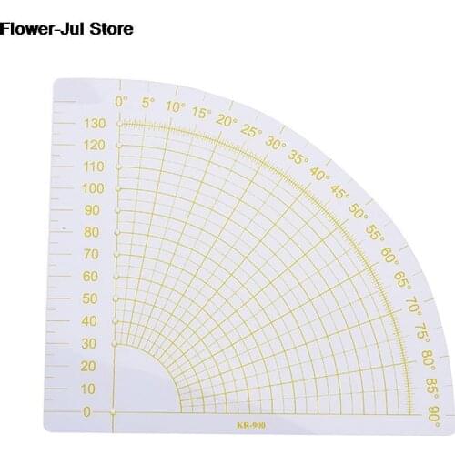 DIY Plastic Patchwork Fan Ruler Transparent+Yellow Quilting Sewing Tailor Circle Cutter Tool 16x16cm