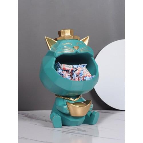 European Lucky Cat Storage Box Resin Ornaments Hotel Coffee Table Sculpture Decoration Home Livingroom Desktop Figurines Crafts