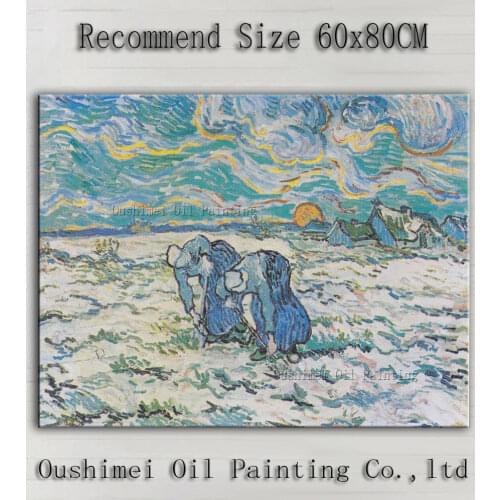 Artist Hand-painted High Quality Impression Work Van Gogh Two Peasant Women Digging In A Snow Oil Painting For Home Art