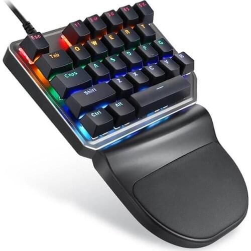 Single Handed Gaming Keyboard 27 keys Wired Keyboard LED Backlit Model One Hand Ergonomic Game Keypad For PC Laptop