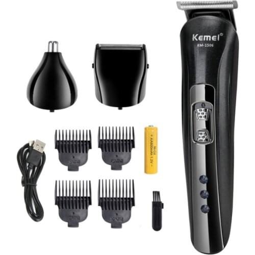 Kemei Hair Clipper for Men Head Basic Barber Hair Trimmer Nose Beard Shaver Rechargeable hair clippers Mens trimmer KM-1506