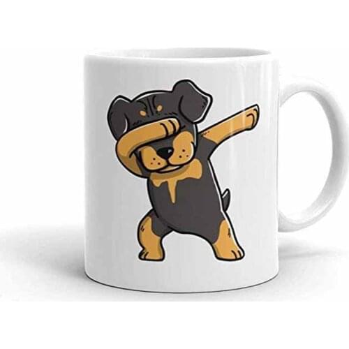Rottweiler Dabbing Ceramic Coffee Mug, Funny Dog Dab Gift