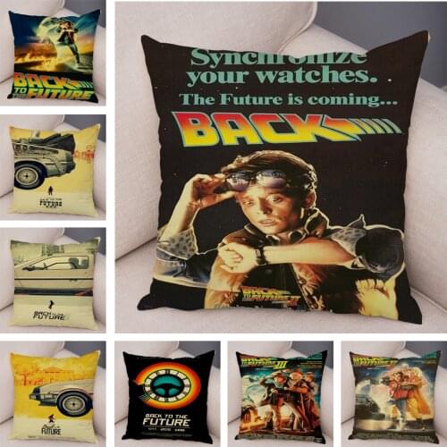 Cartoon Classic Movie Cushion Cover Decor Back To The Future Pillowcase Super Soft Plush Pillow Case for Sofa Home Car 45x45cm