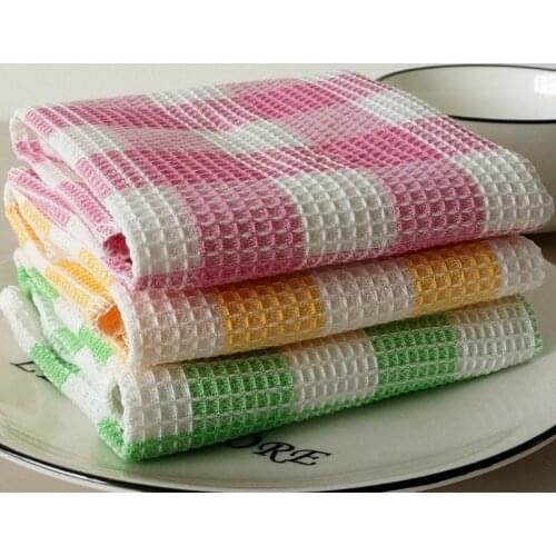 Plaid kitchen towel cotton scouring pad kitchen napkin 35x40 8pcs