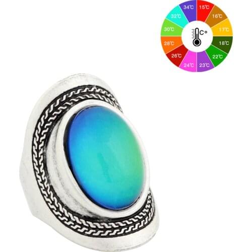 Mojo High quality Vintage Color Change Mood Ring Oval Emotion Changeable Ring Temperature Control Ring for Men MJ-RS020