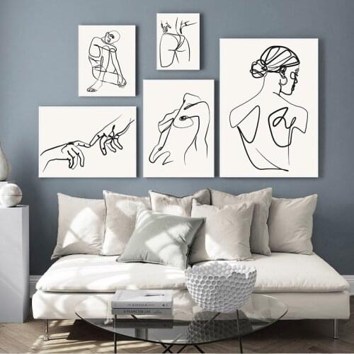 Body Line Drawing Abstract Painting Wall Art Canvas Painting Black White Nordic s And Prints Wall Pictures For Living Room