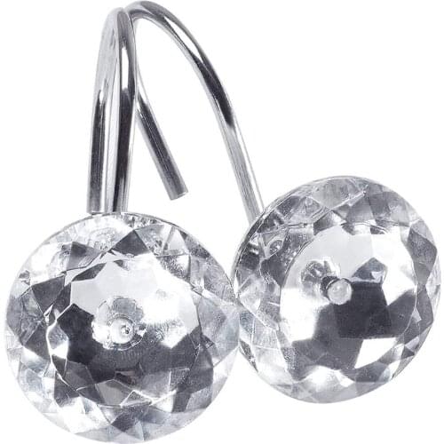 NOCM Shower curtain Bling hooks Rings Acrylic Decorative Rhinestones Glass Crystal Rolling Bathroom Bath Set of 12 Rings