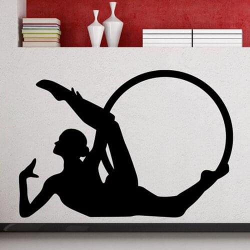 Gymnastics Hoop Wall Sticker Gymnastics Athletes Sports Fitness Vinyl Wall Decal Home Room Decoration Waterproof Mural X654