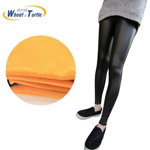 Autumn Winter Thicken Gold Velvet Maternity Outwear Leggings Korean Version Artificial Leather Pencil Pants For Pregnant Women