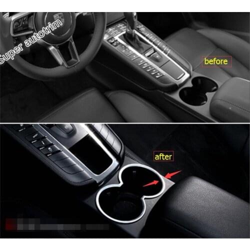 Lapetus Front Console Water Cup Holder Frame Cover Trim ABS Accessories Interior Fit For Choice For Porsche Macan 2014 - 2017