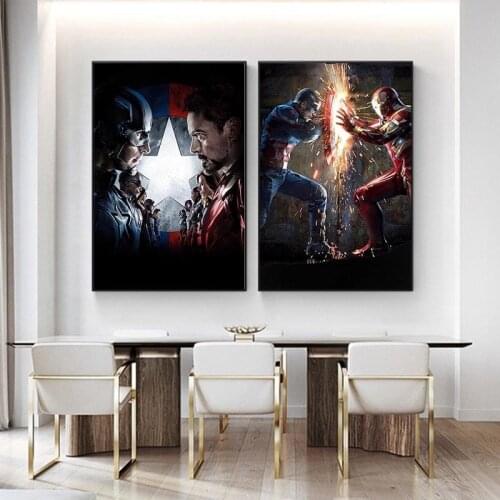 Marvel Canvas Painting Posters Avengers Superhero Captain America Civil War Iron Man Heroes on The Wall Art Home Children Room