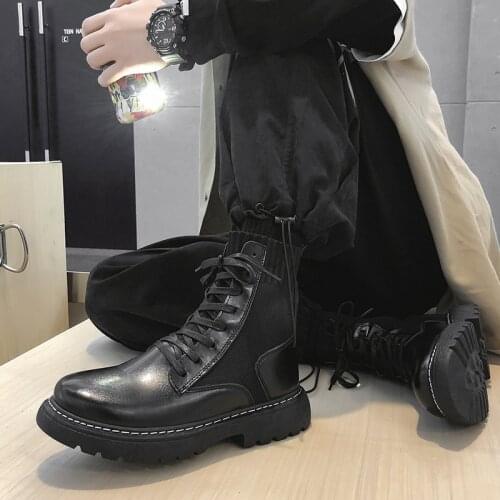 Luxury Brand Handmade Men Boots Vintage Casual Autumn Winter Cow Leather Shoes British Ankle Boots Wings Motorcycle Boots R12-53