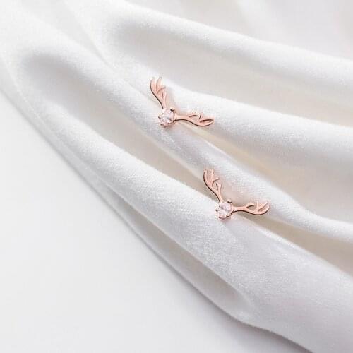 Stud Earrings For Women Antler Lovely Fashion Jewelry Daily Mini Exquisite Christmas Student Girl Gift Korean BOYULIGE Accessory