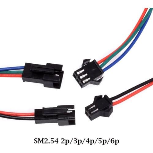 SM male and female butt plug cable 2.54mm air pair plug 2p/3p/4p/5p/6p