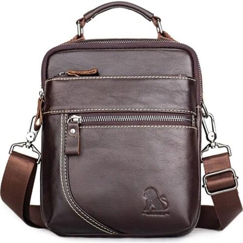 Genuine Leather Small Briefcase Business Mens Crossbody Bags Men Shoulder Messenger Bag Male Handbags Tote Purse Travel Bags