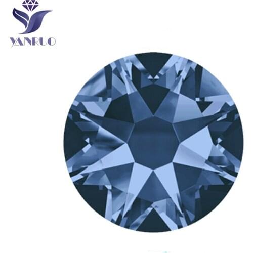 YANRUO #2088HF SS20 Montana 1440Pcs 8 Big 8 Small Iron On Hotfix Rhinestone Flat Back Crystal Strass Hot Fix Stone
