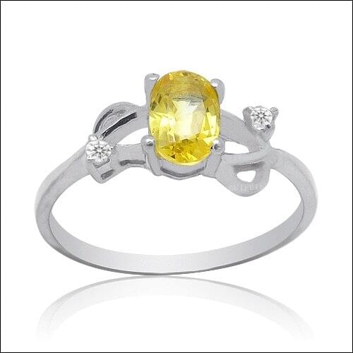 Simple Silver Crystal Ring for Woman 4mm*6mm Natural Citrine Silver Ring 925 Silver Citrine Ring Gift for Woman