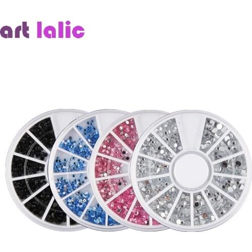 1 Wheel 3D Shinning Nail Rhinestones Clear Black Blue Pink Color For Nail Art UV Gel Decoration Stone In Wheel DIY Supplies