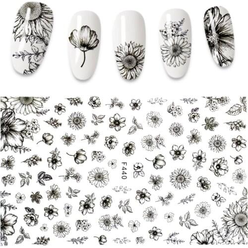 1PC Nail Sticker Love Heart Flower Leaf Design Nail Art Decorations Foil Manicure Stickers for Nails 12.3*7.6CM