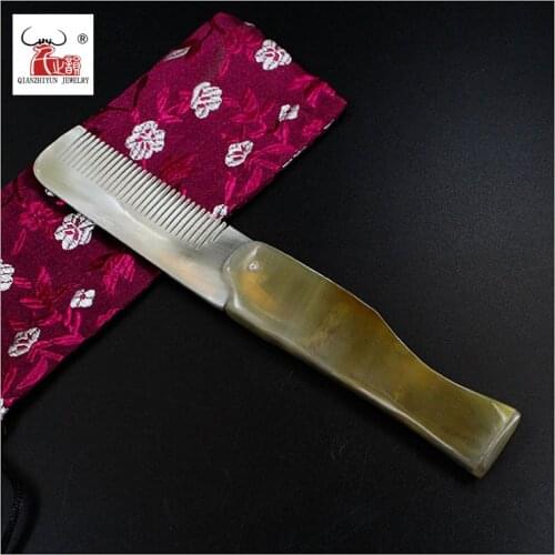 1 Pcs Manufacturer wholesales handmade natural yak horn comb beads portable folding small comb anti-static comb Hair Care Tools