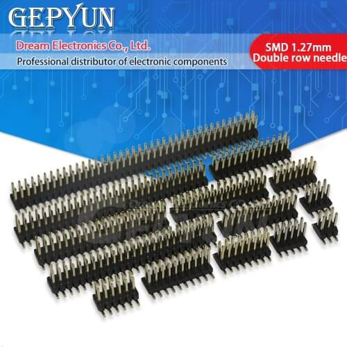 10PCS SMD 1.27mm strip Double Row Male Pinheader Socket pitch strip connector SMT 2*3/4/5/6/7/8/10/12/13/15/20/25/30/40 PIN