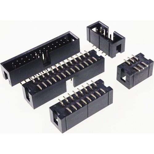 100 Pcs SMT 2.54mm 2x3 Pin 6 P shrouded Box header Male Pins for IDC Socket Straight 2 rows 2.54 SMD PCB 6 Position