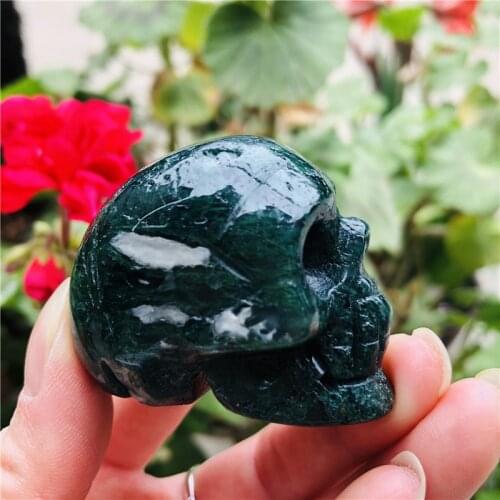 2" Skull Statue Natural Stones Carved Healing Crystals Ornament Reiki Witchcraft Supplies Gemstone Wicca Chakra Home Decoration