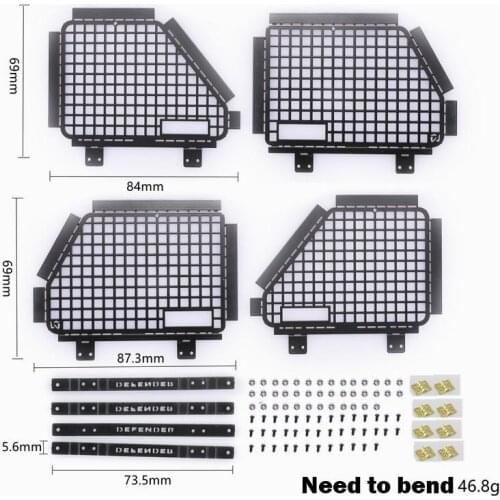 4pcs Metal Foldable Car Window Protective Net For 1/10 Rc Crawler Car Defender Traxxas Trx4 T4 TRX-4 Window Guard Net Guardrai