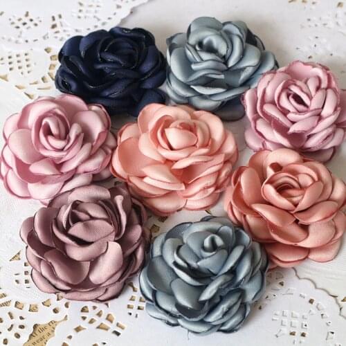 5pcs 5CM Satin Fabric Artificial Flower Handmade DIY Fabric Flowers for Wedding Party Craft Home DIY Decoration
