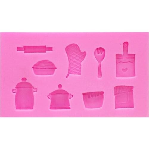 896A Chocolate Candy Sugar Craft Exquisite Kitchenware Glove Pot Cake Decorating Tools Family Art Silicone Soap Mold Kitchen