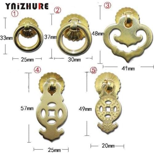 Antique Pure Copper Round Handle Hollow Leaves Drawer Cupboard Door Handle Rings Furniture Cup Pull Handles Cabinet Knob