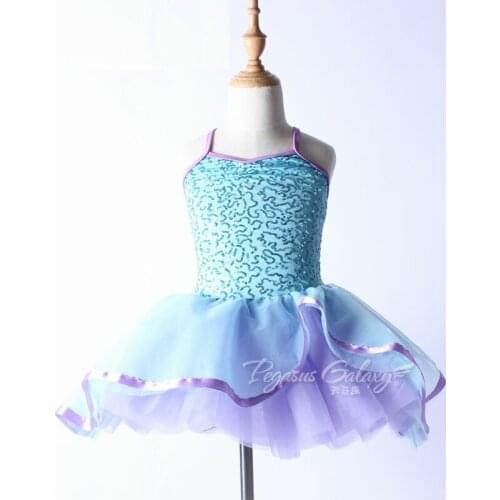 Girls Ballet Dress Children Sky Blue Sequins Ballerina Costume Dancewear Adults Stage Peformance Ballet Dance Clothes For Women