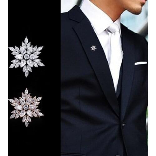 Cubic Zirconia Flower Brooches For Women And Men Unisex Fashion Coat Collar Brooch Copper Material Elegant Small Pin