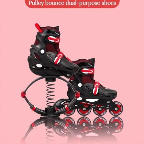 Childrens Bouncing Shoes Bouncing Roller Skating Dual-Use PU Sports Shoes Children Entertainment Exercise Grow Taller Fitness
