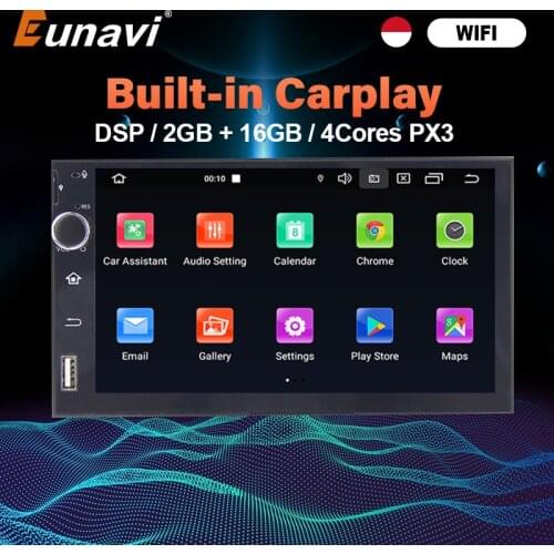 Eunavi Universal 2 Din Android Car Multimedia Player Stereo Audio In Dash Tap Recorder DSP Carplay 2Din Auto Radio GPS Navi